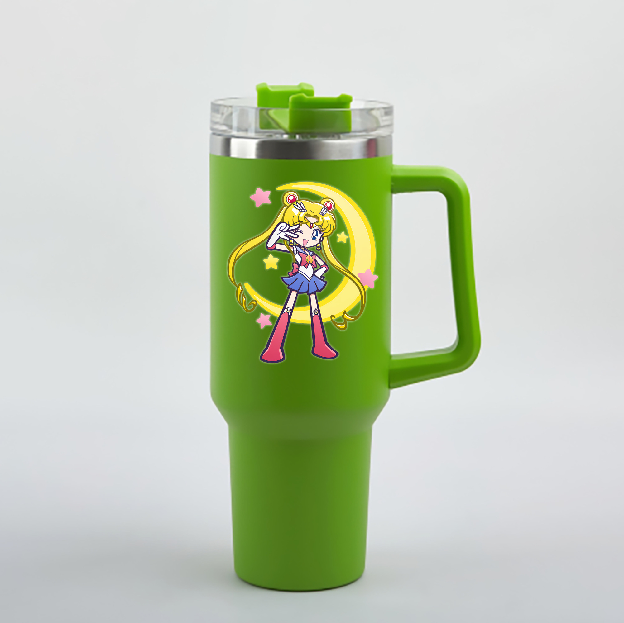 （画像用） 美少女戦士セーラームーン 月野 うさぎ つきの うさぎ Sailor Moon Tsukino Usagi 1200mL車用タンブラー - クリスタルステッカー（プラスチックストロー付き）